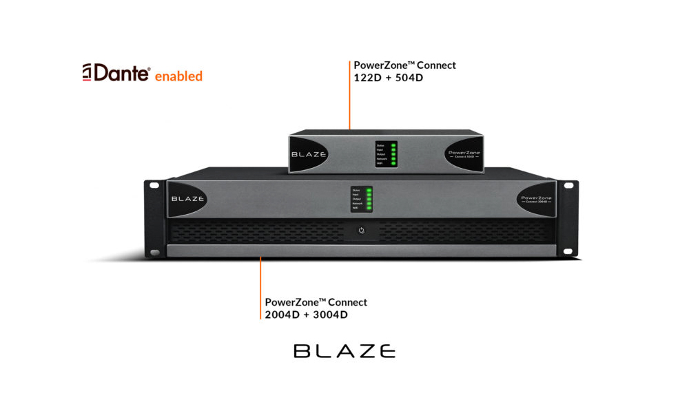 Blaze Audio anuncia versiones equipadas con Audinate™ Dante™ de sus amplificadores PowerZone™ Connect