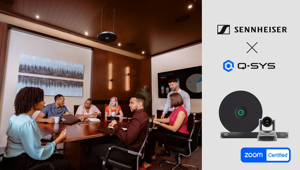 El micrófono TeamConnect Ceiling Medium de Sennheiser ahora está certificado para Zoom Rooms con Q-SYS