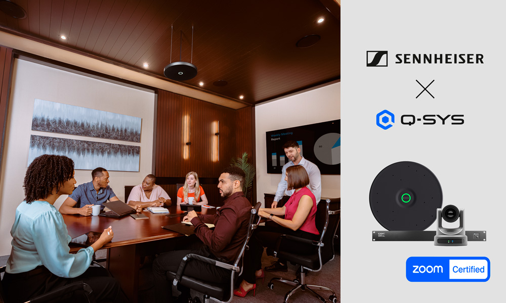 afial-magnetron-sennheiser-teamconnect-ceiling-medium-zoom-certified-q-sys El micrófono TeamConnect Ceiling Medium de Sennheiser ahora está certificado para Zoom Rooms con Q-SYS